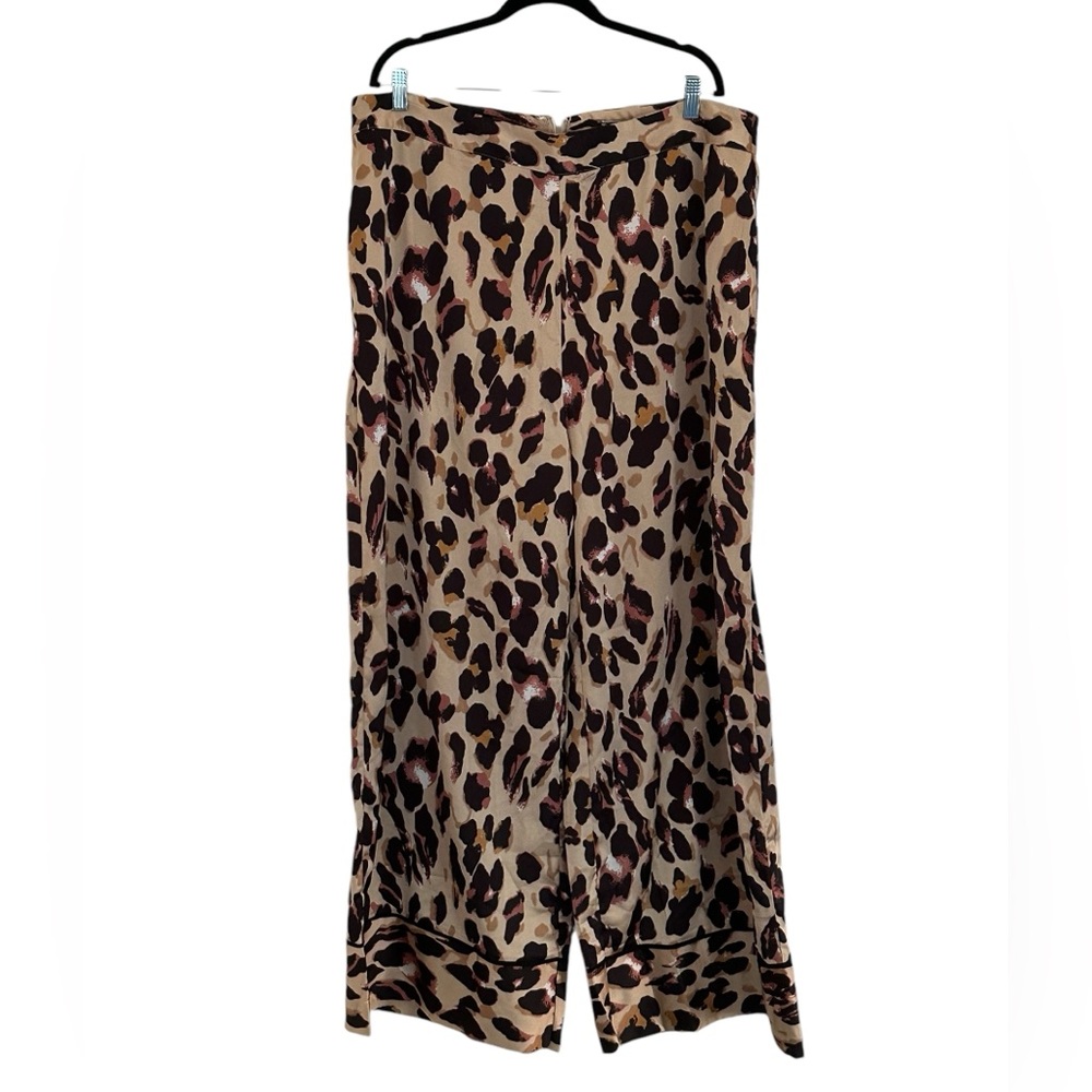 TA LA 3X BLACK/GOLD LEOPARD PRINT WIDE LEG PANTS NWOT